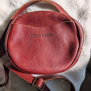 Portland Leather Goods Mini Crossbody Bag Brown Full Grain Leather Rustic